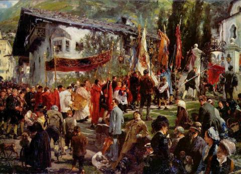 Fronleichnamsprozession in Hofgastein, um 1880