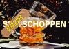 Trauriges, geknicktes, halbvolles Bierkrügel Text "Spät" mit Pflaster und Text "FRÜH" überklebt sodass man jetzt Frühschoppen lesen kann